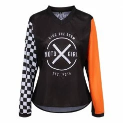 Motogirl Ladies' MotoXGirl MX Jersey -Motorcycle Accessories Sales motogirl motoxgirl jersey black orange img1 7